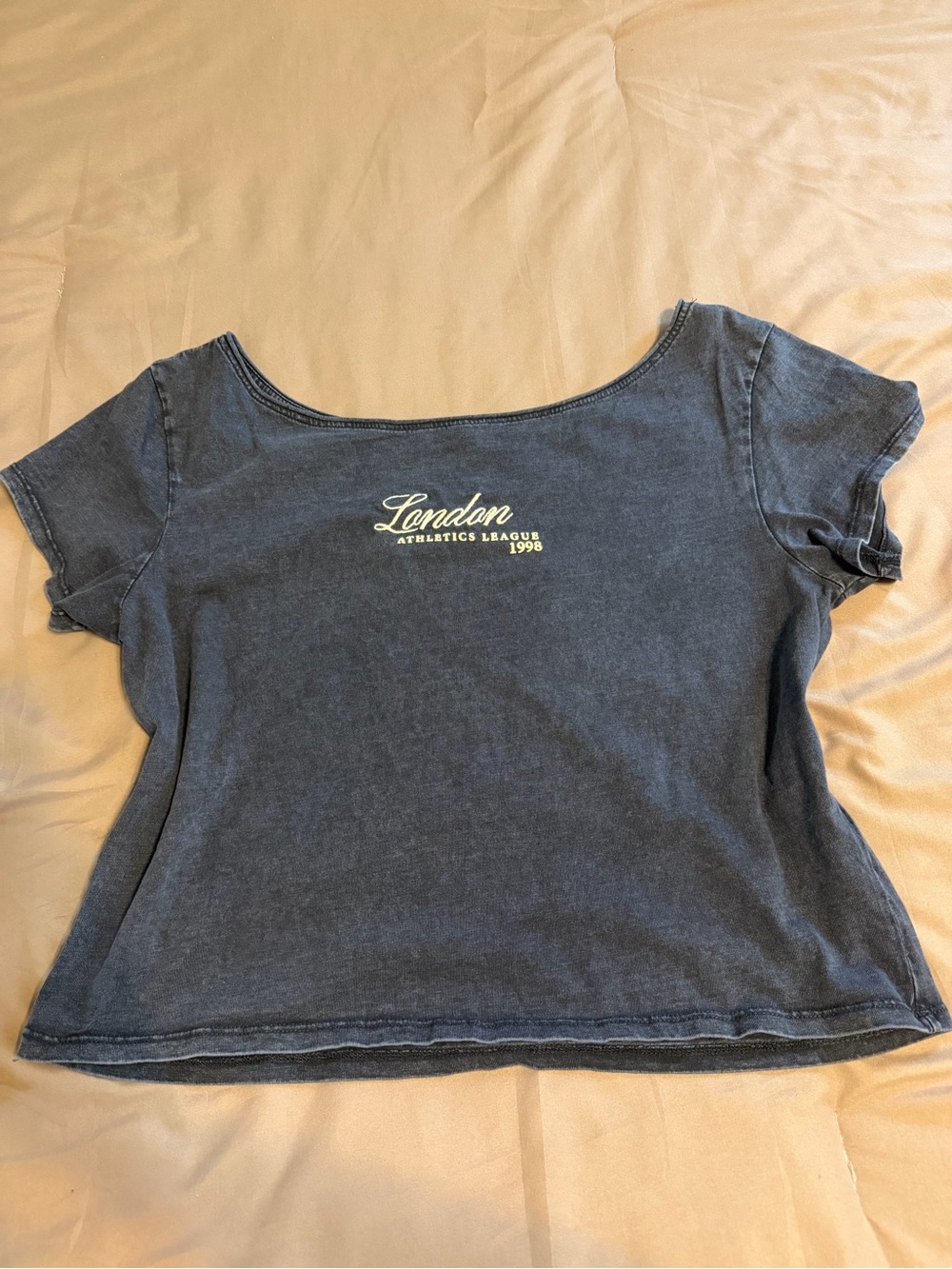 Garage Navy Blue Washed Off the Shoulder tee